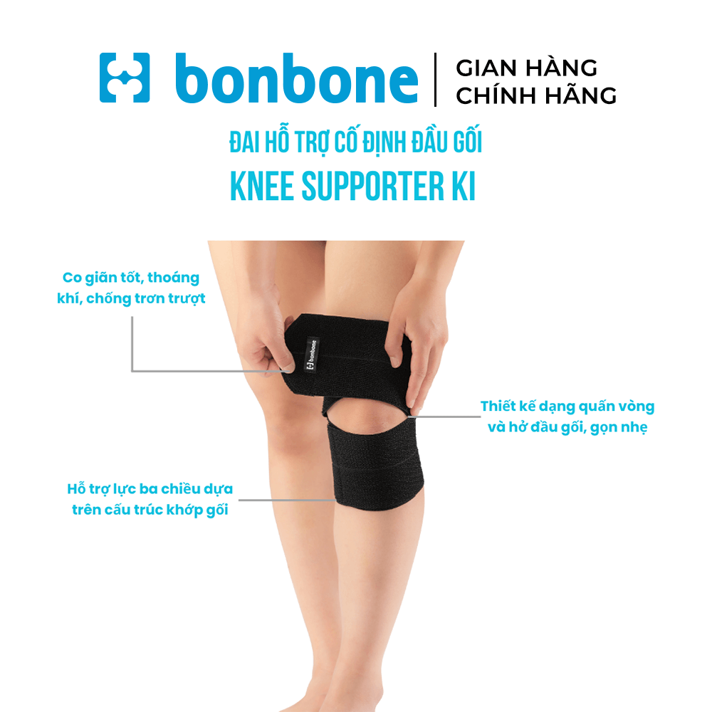 Đai đầu gối bonbone Free Knee Supporter KI – Bảo vệ khớp gối khi vận động, hỗ trợ thể thao